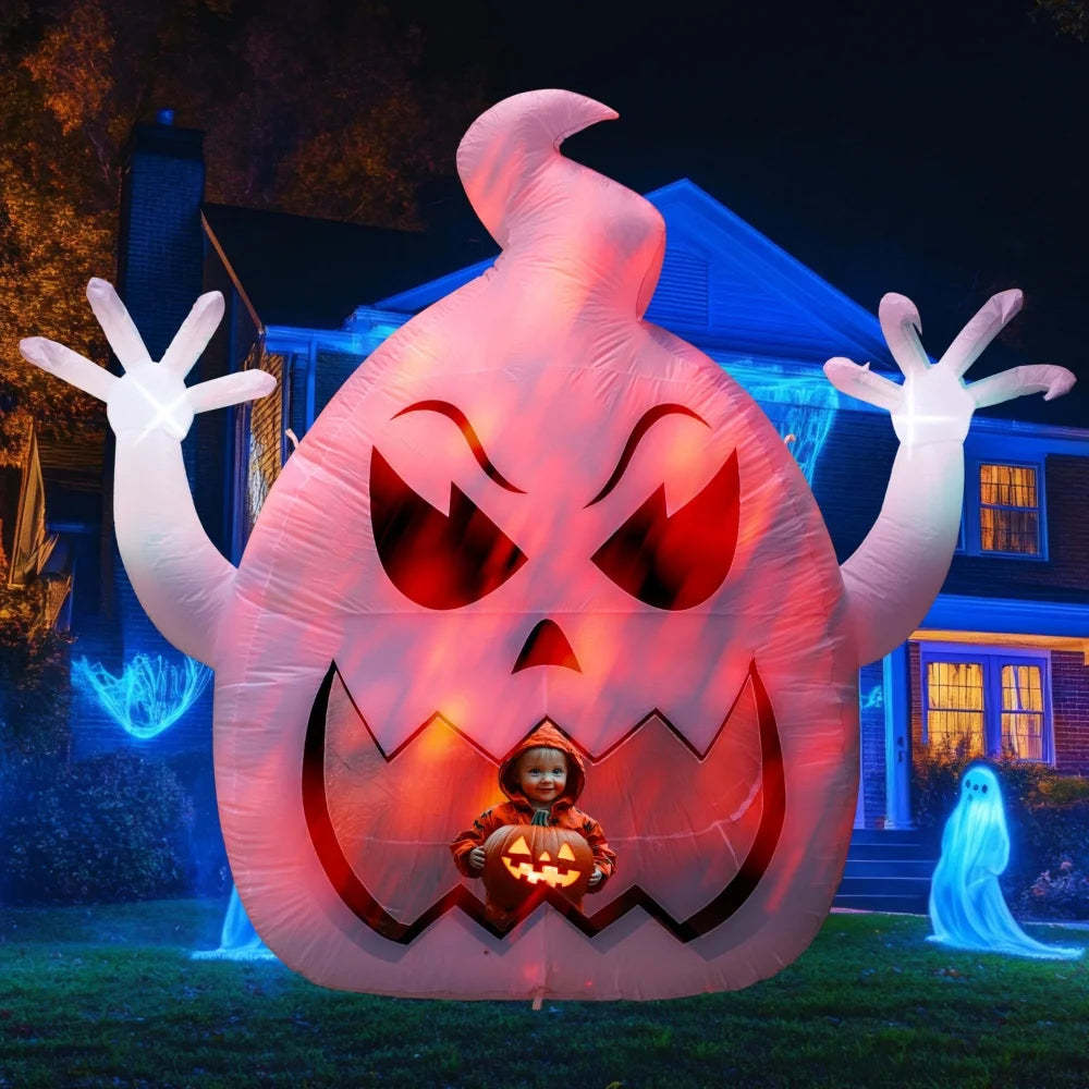 8FT Giant Mouth Ghost Inflatable – Halloween Outdoor Decor
