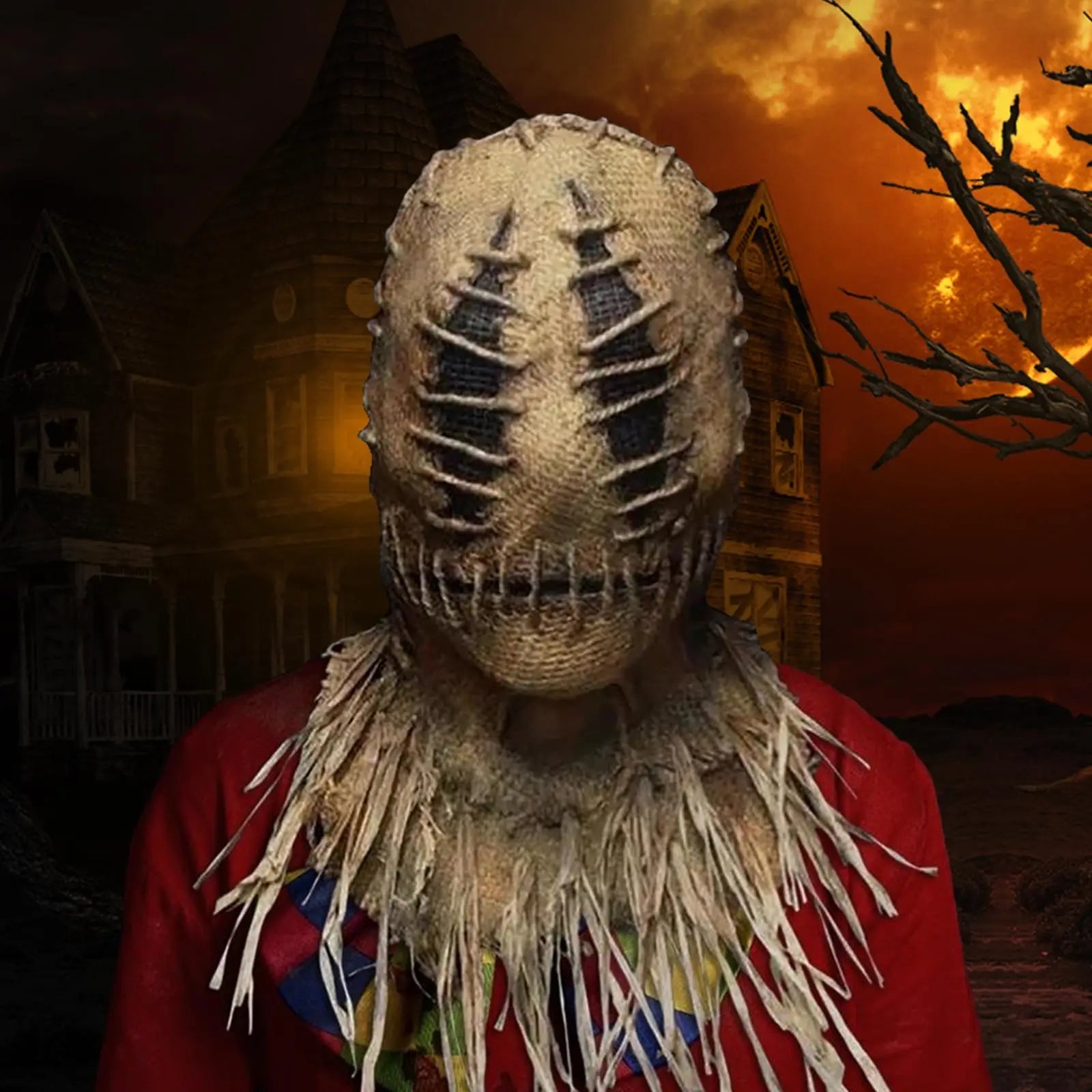 Halloween Scarecrow Mask – Creepy Burlap Cosplay Headgear