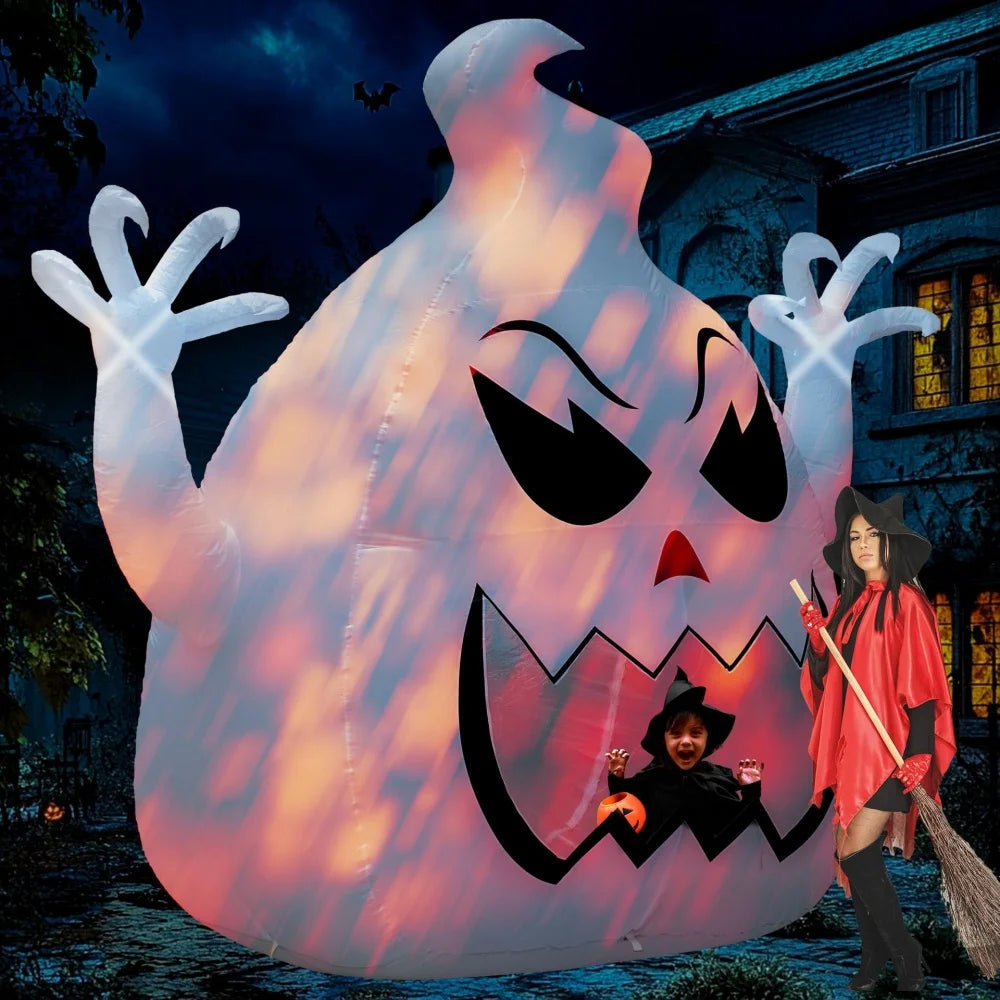 8FT Giant Mouth Ghost Inflatable – Halloween Outdoor Decor