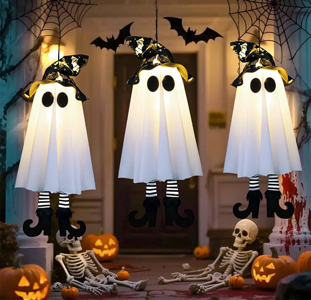 LED Glowing Halloween Ghosts – Hanging Decor for Indoor & Outdoor