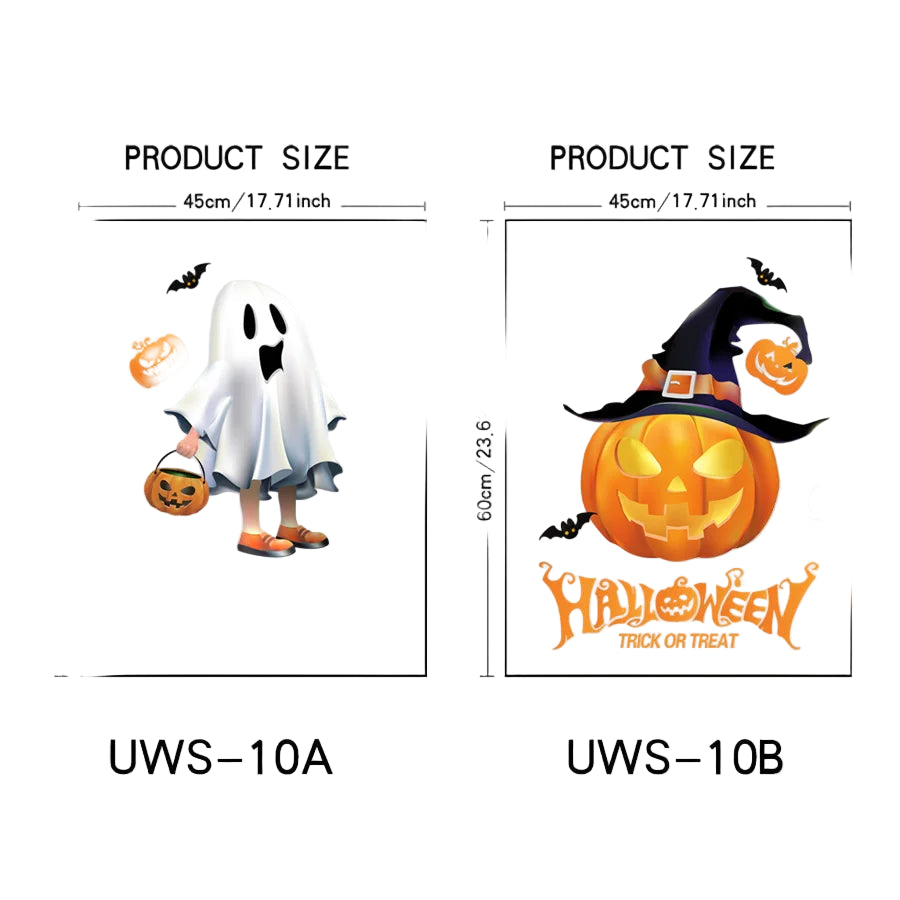 Halloween Window Stickers – Evil Spirits & Pumpkins (2pcs, 45×60cm)