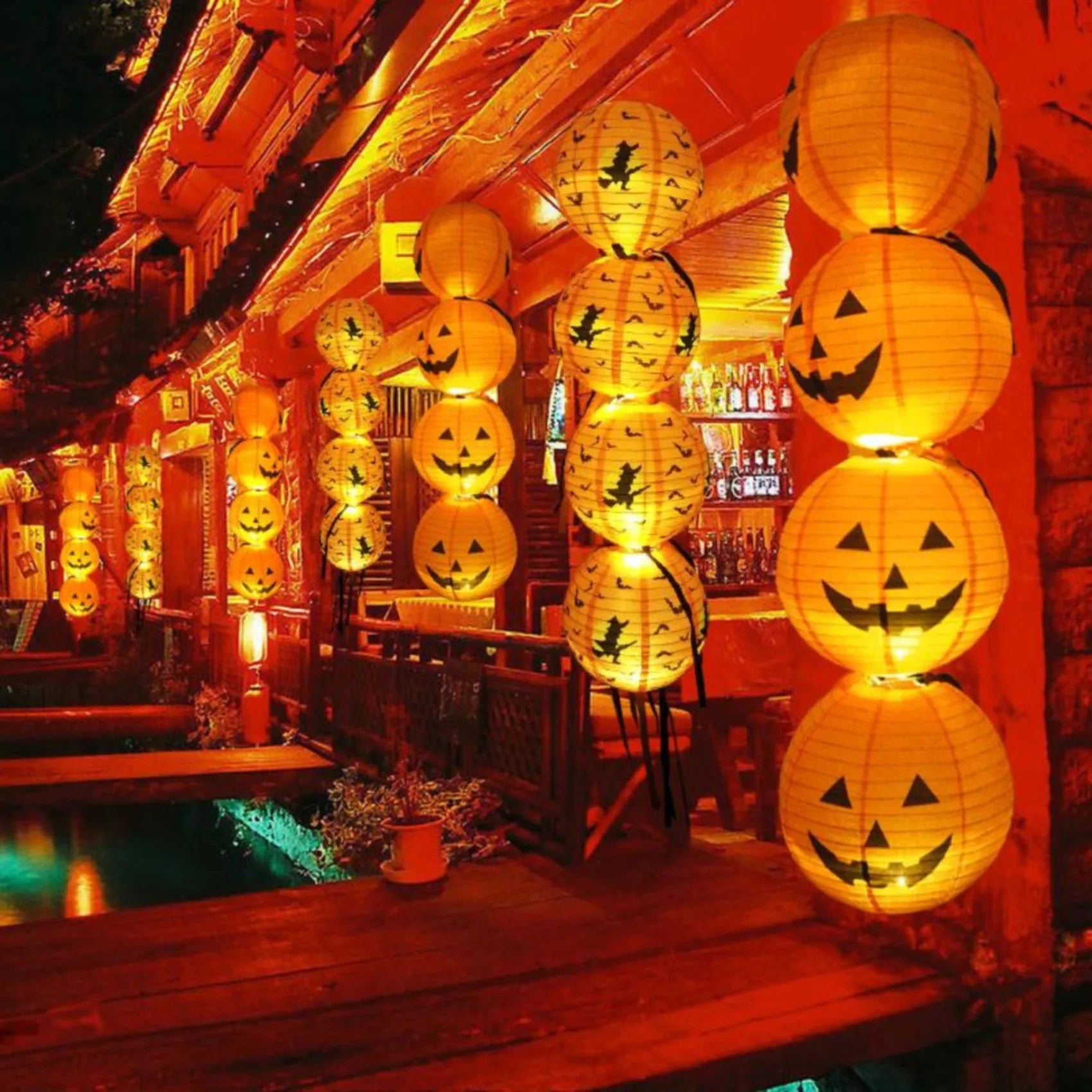 Halloween Paper Lanterns – Pumpkin, Spider & Skeleton Hanging Decor