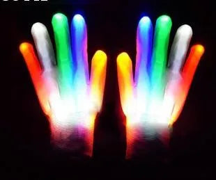 LED Neon Skull Gloves – Glowing Halloween & Party Light Props