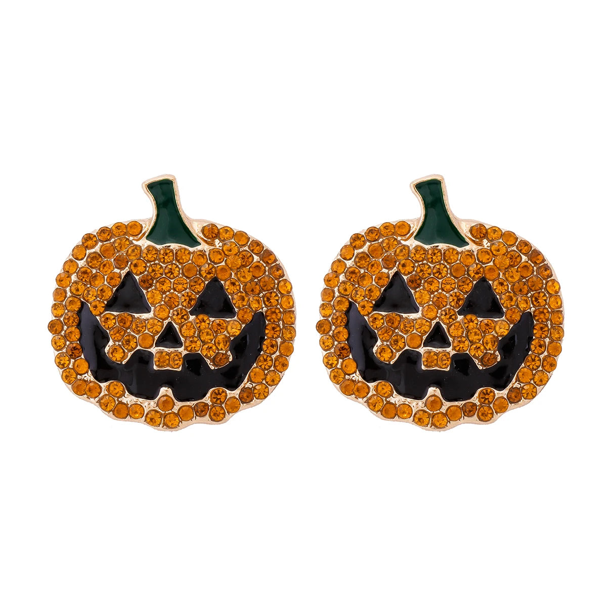 Crystal Rhinestone Pumpkin Earrings – Halloween Statement Jewelry