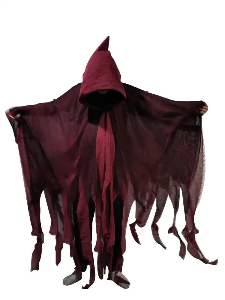 Halloween Ghost & Dementor Cosplay Cape – Gothic Tattered Hooded Cloak