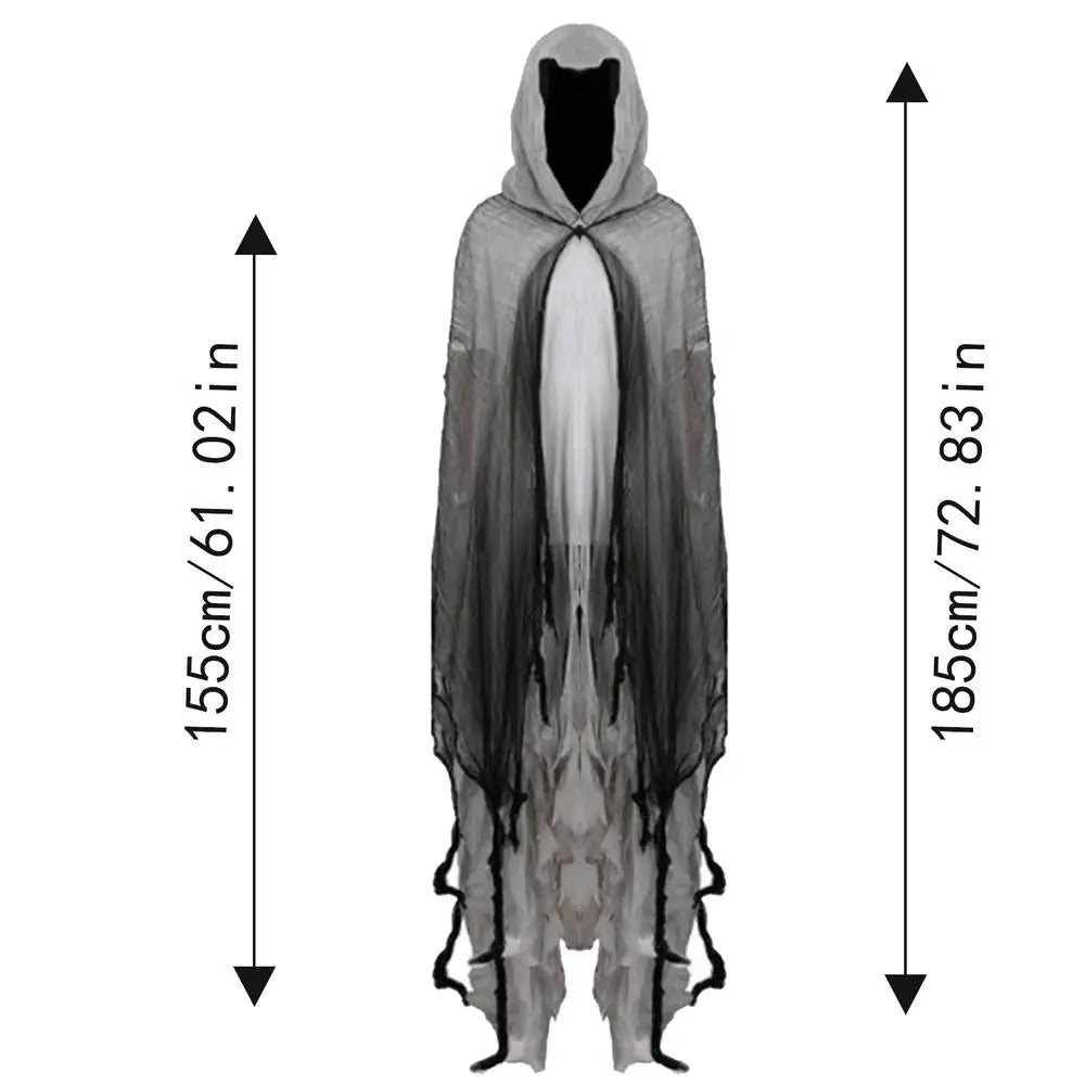 Halloween Ghost & Dementor Cosplay Cape – Gothic Tattered Hooded Cloak