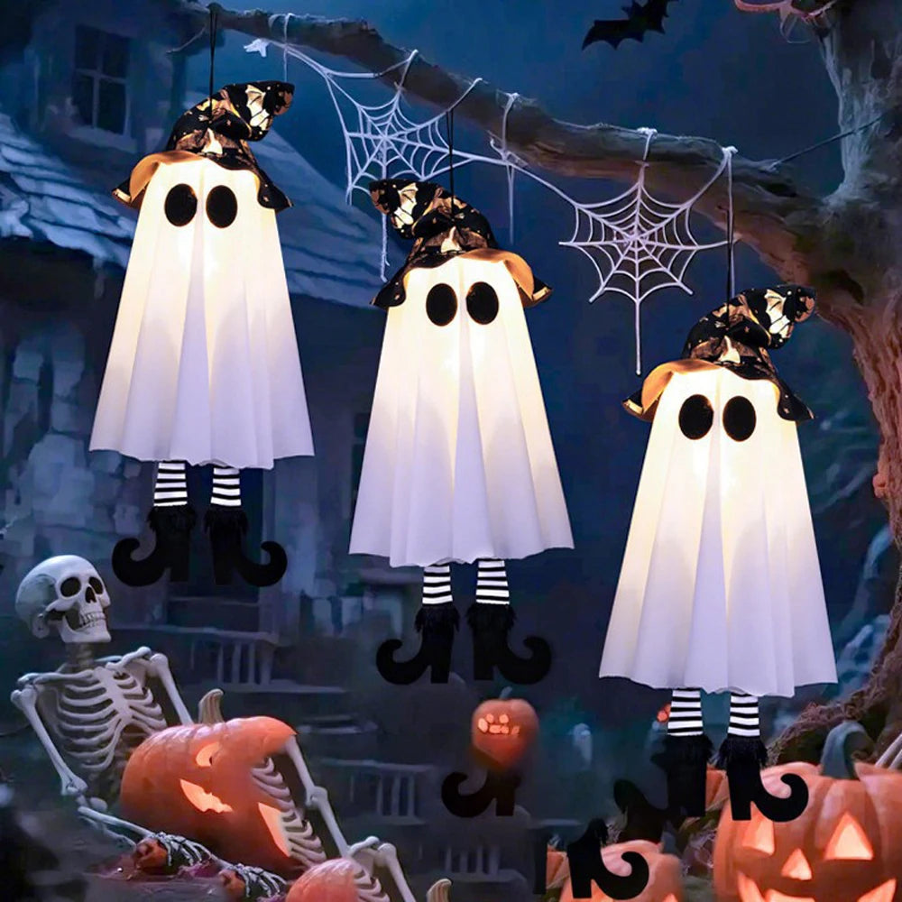 LED Glowing Halloween Ghosts – Hanging Decor for Indoor & Outdoor