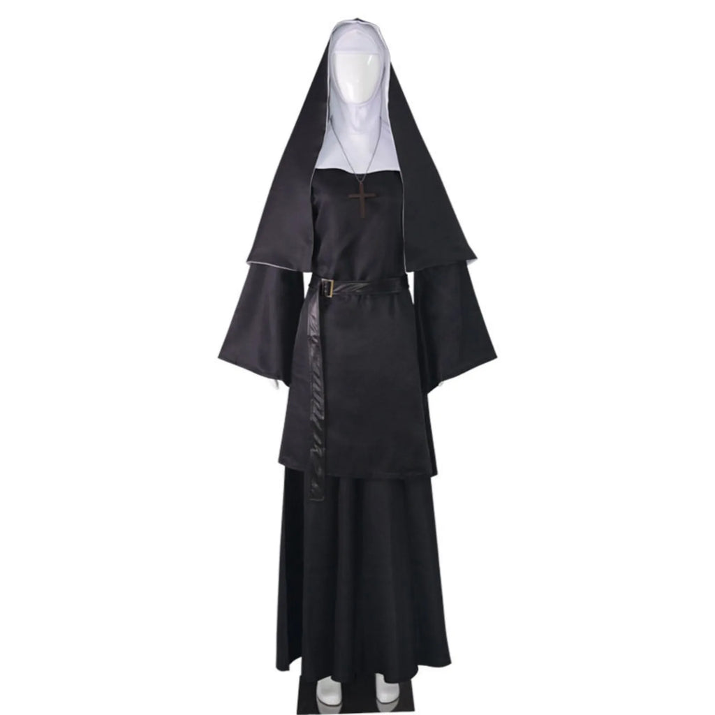 Halloween Nun Cosplay Costume – 4-Piece Set with Cape & Accessories