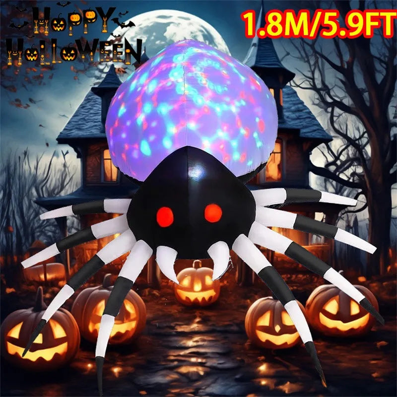 Giant Spider Halloween Inflatable – LED Outdoor Decor