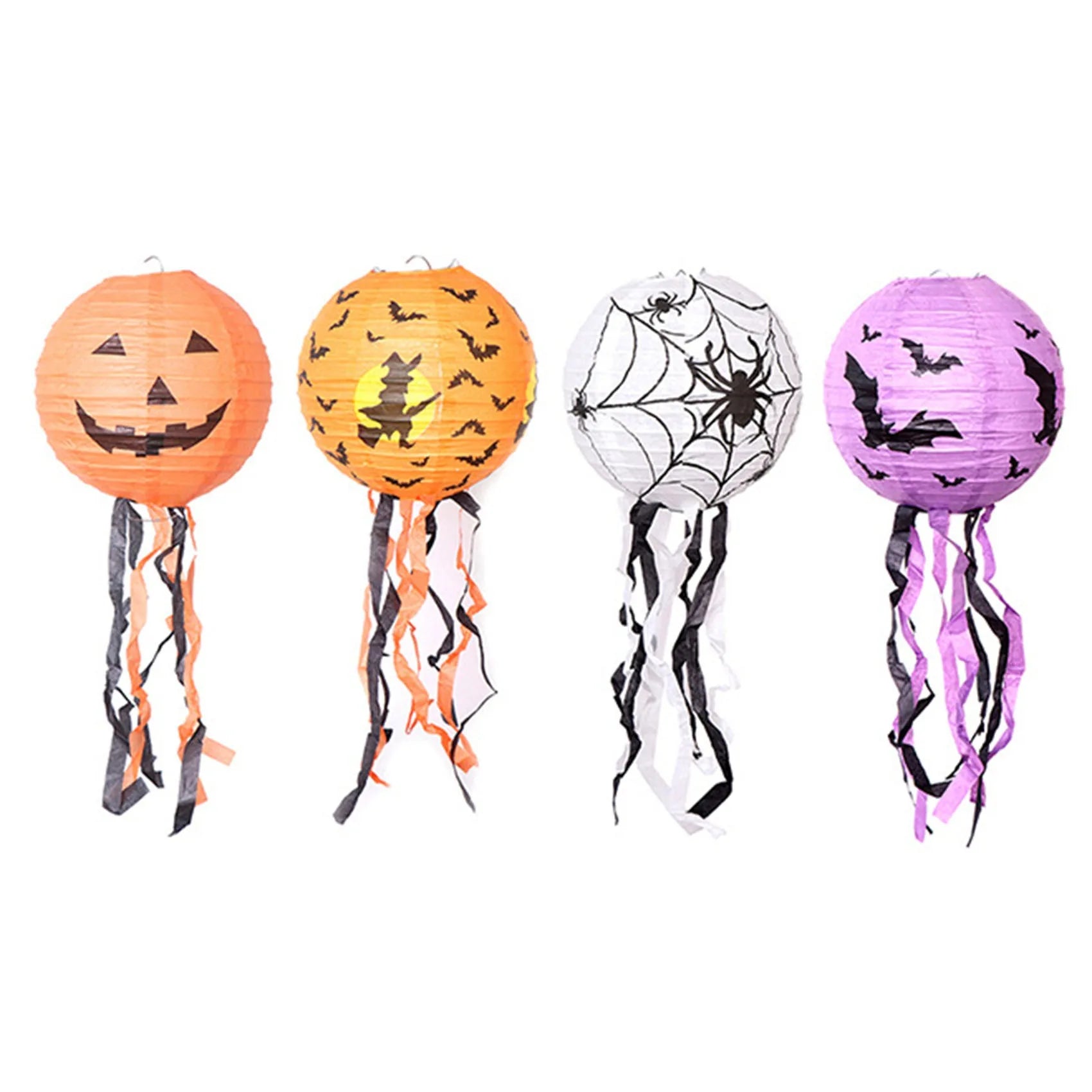 Halloween Paper Lanterns – Pumpkin, Spider & Skeleton Hanging Decor