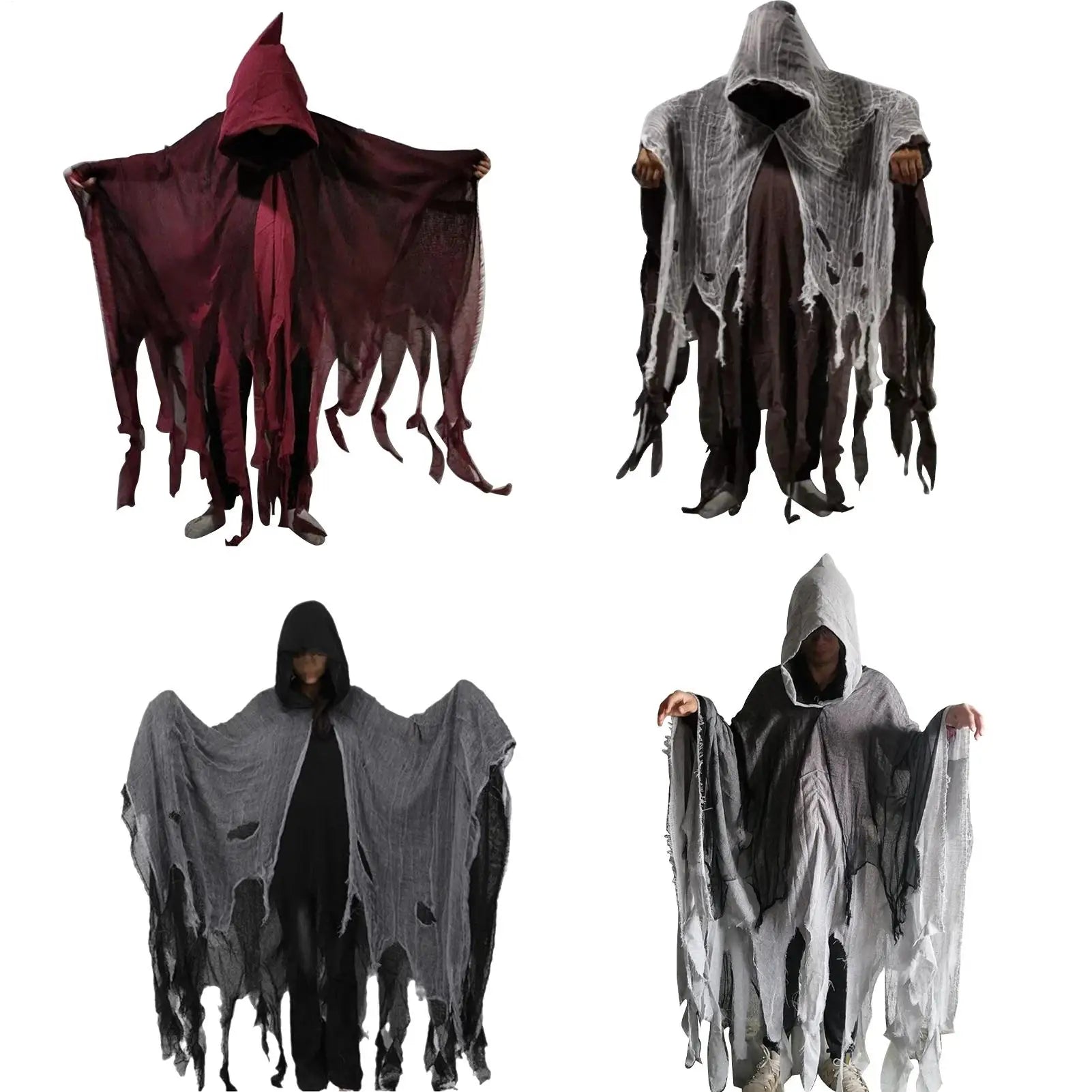 Halloween Ghost & Dementor Cosplay Cape – Gothic Tattered Hooded Cloak