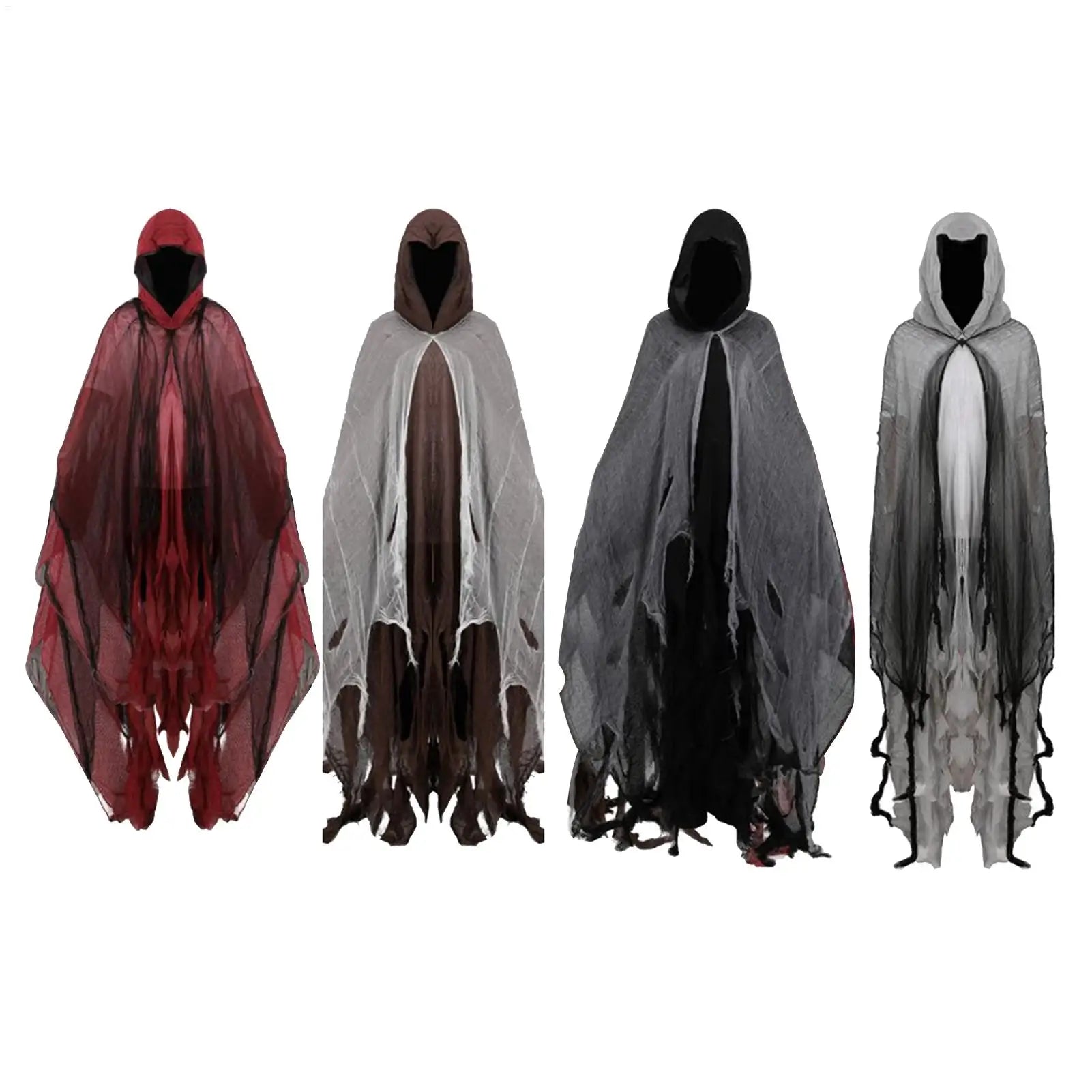 Halloween Ghost & Dementor Cosplay Cape – Gothic Tattered Hooded Cloak
