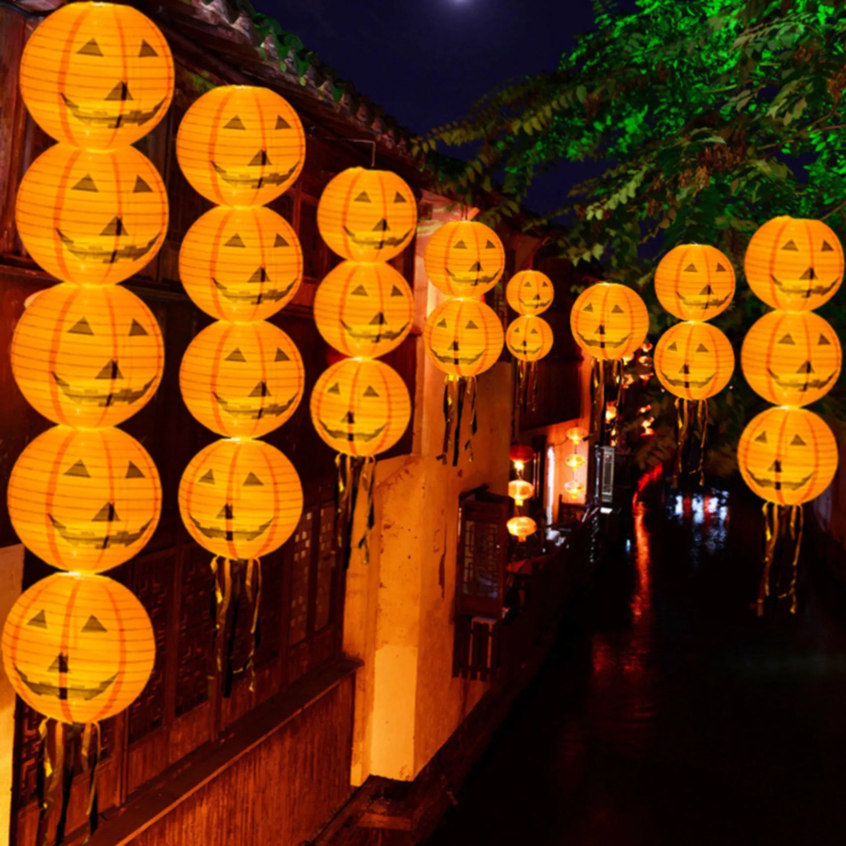 Halloween Paper Lanterns – Pumpkin, Spider & Skeleton Hanging Decor