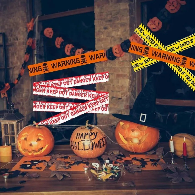 Halloween Warning Tape – Yellow “Danger” Barrier for Haunted House & Yard Decor