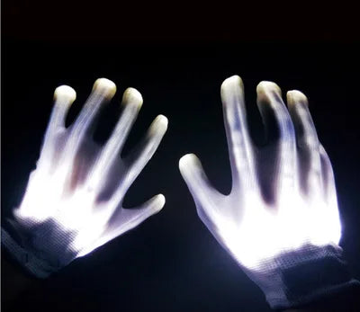 LED Neon Skull Gloves – Glowing Halloween & Party Light Props