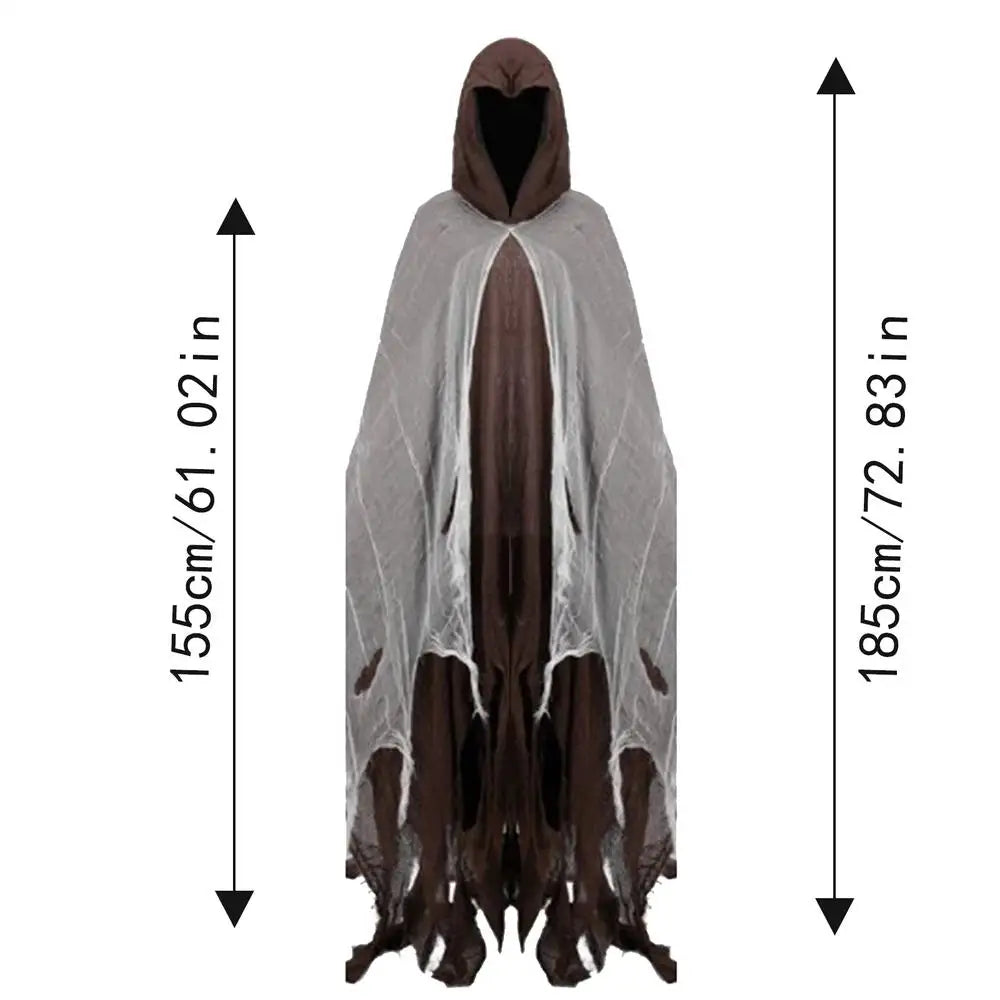 Halloween Ghost & Dementor Cosplay Cape – Gothic Tattered Hooded Cloak