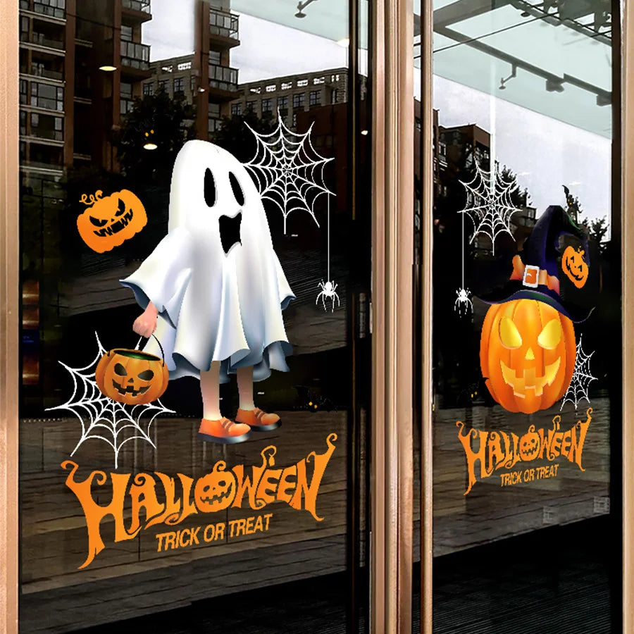 Halloween Window Stickers – Evil Spirits & Pumpkins (2pcs, 45×60cm)