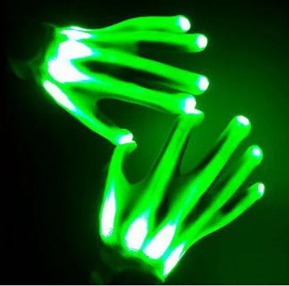 LED Neon Skull Gloves – Glowing Halloween & Party Light Props