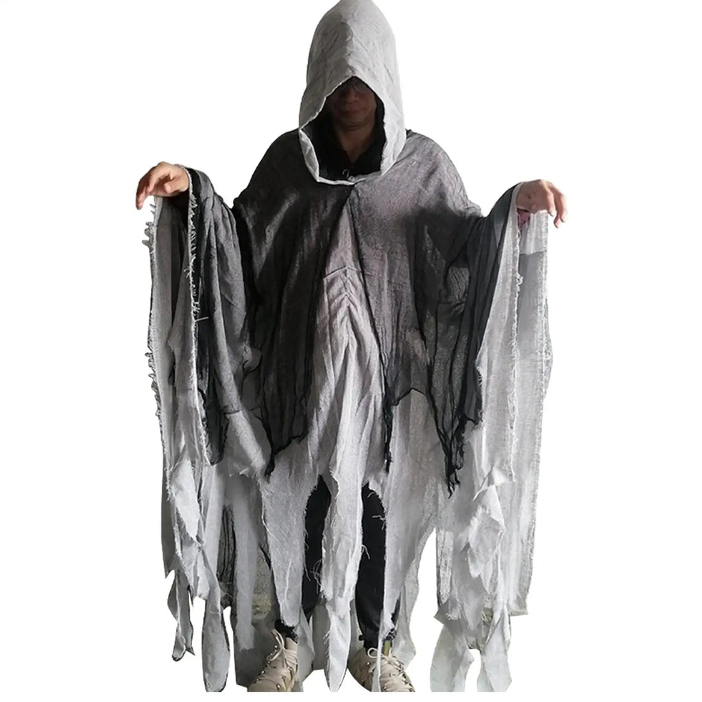 Halloween Ghost & Dementor Cosplay Cape – Gothic Tattered Hooded Cloak