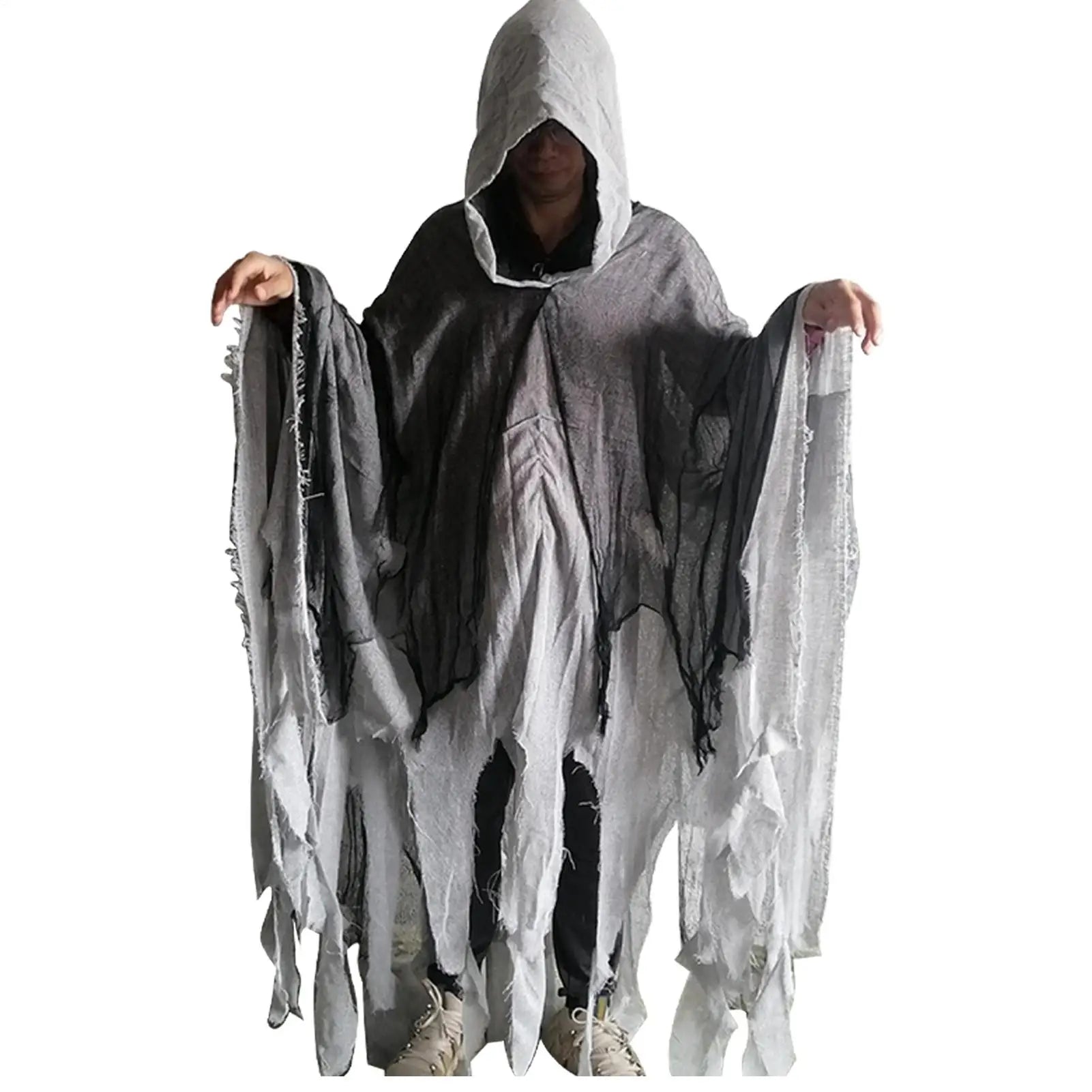 Halloween Ghost & Dementor Cosplay Cape – Gothic Tattered Hooded Cloak