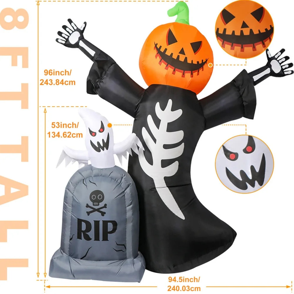 8FT Giant Mouth Ghost Inflatable – Halloween Outdoor Decor