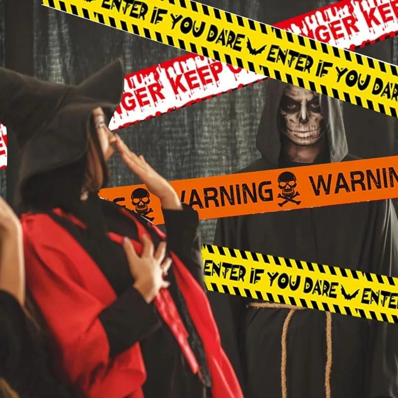 Halloween Warning Tape – Yellow “Danger” Barrier for Haunted House & Yard Decor
