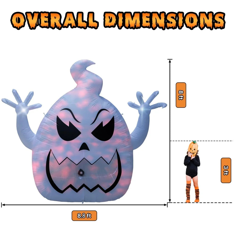 8FT Giant Mouth Ghost Inflatable – Halloween Outdoor Decor
