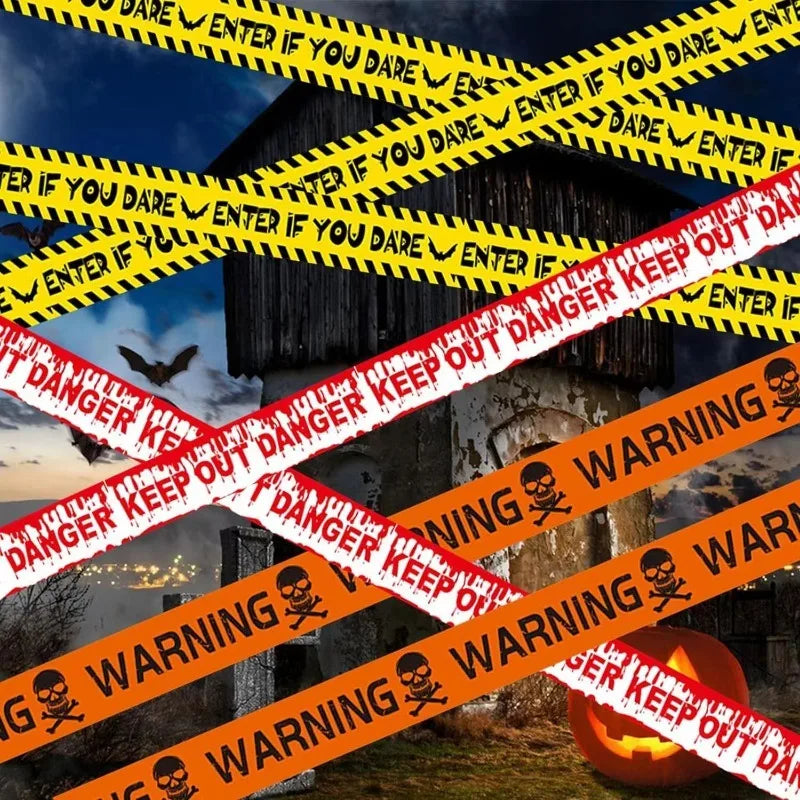 Halloween Warning Tape – Yellow “Danger” Barrier for Haunted House & Yard Decor