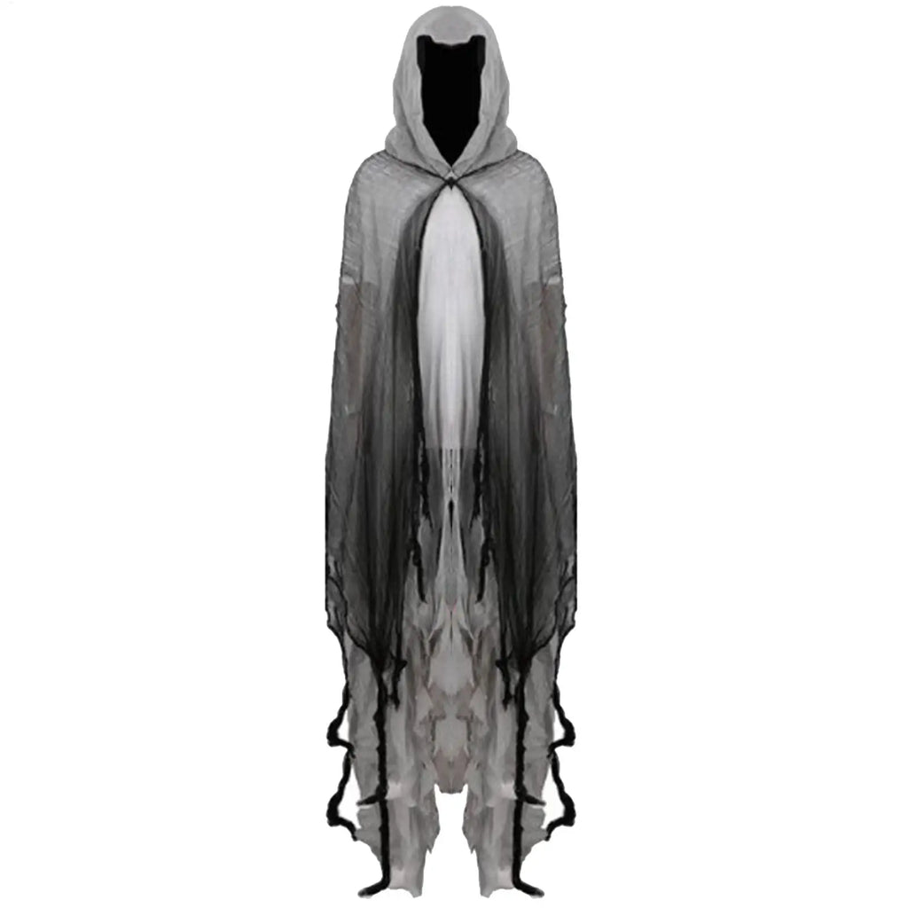 Halloween Ghost & Dementor Cosplay Cape – Gothic Tattered Hooded Cloak