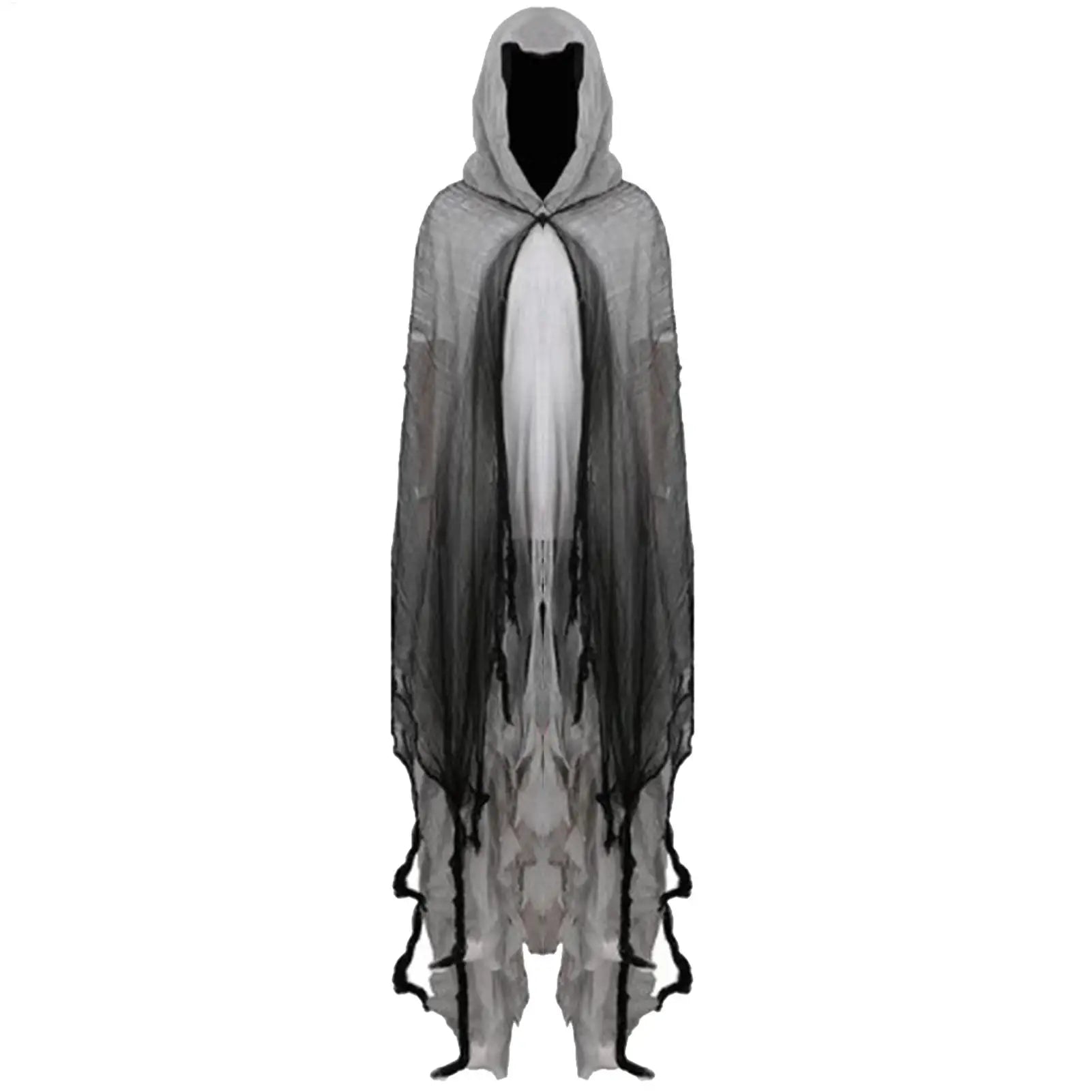 Halloween Ghost & Dementor Cosplay Cape – Gothic Tattered Hooded Cloak