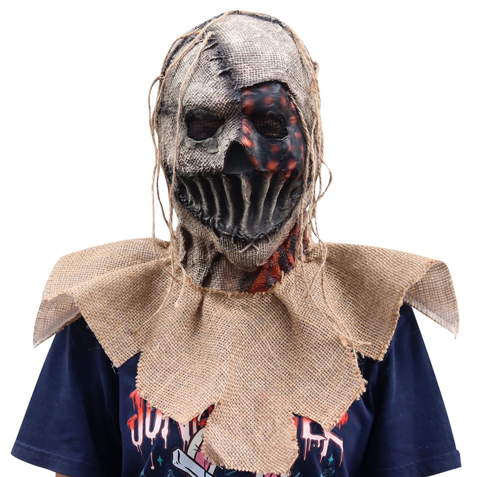 Halloween Scarecrow Mask – Creepy Burlap Cosplay Headgear