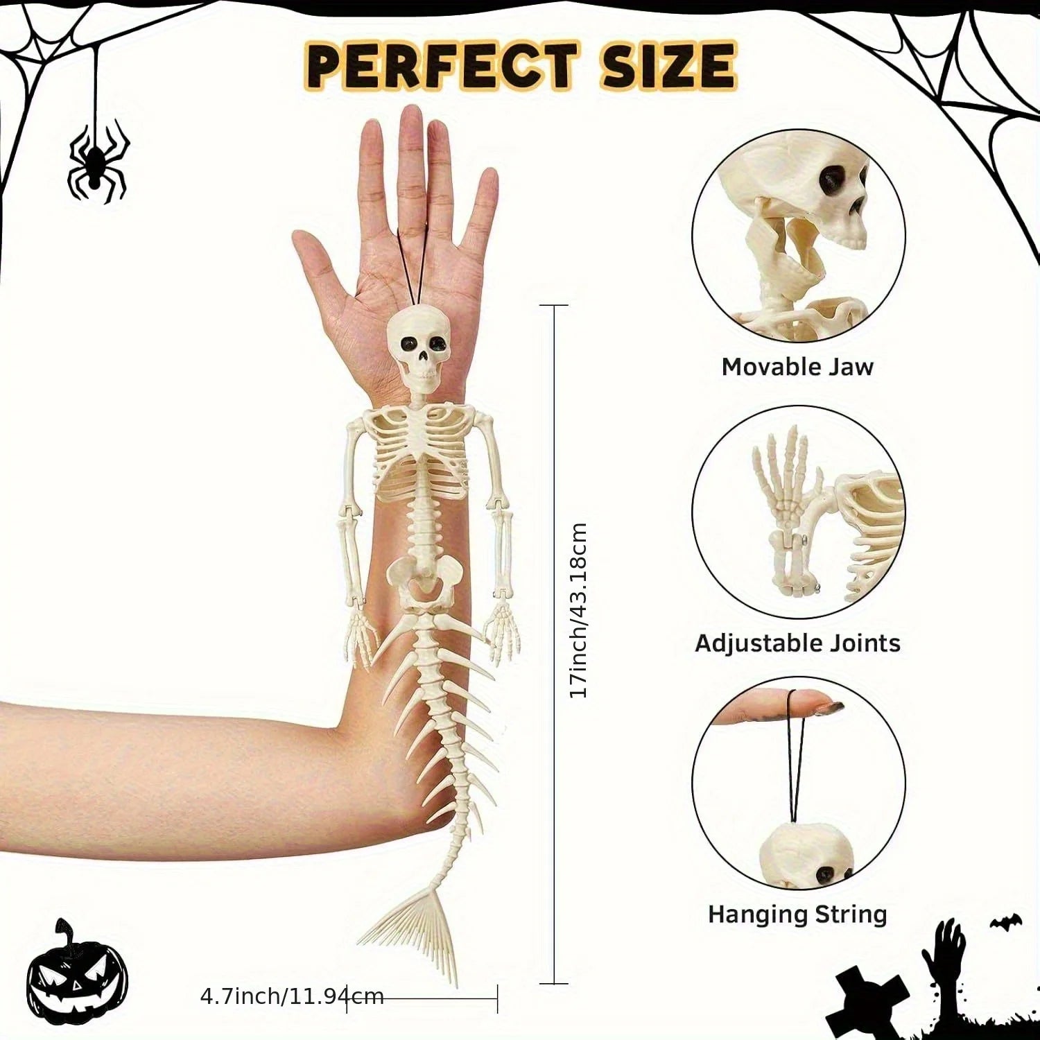 Halloween Mermaid Skeleton – Spooky Skull Party Decor