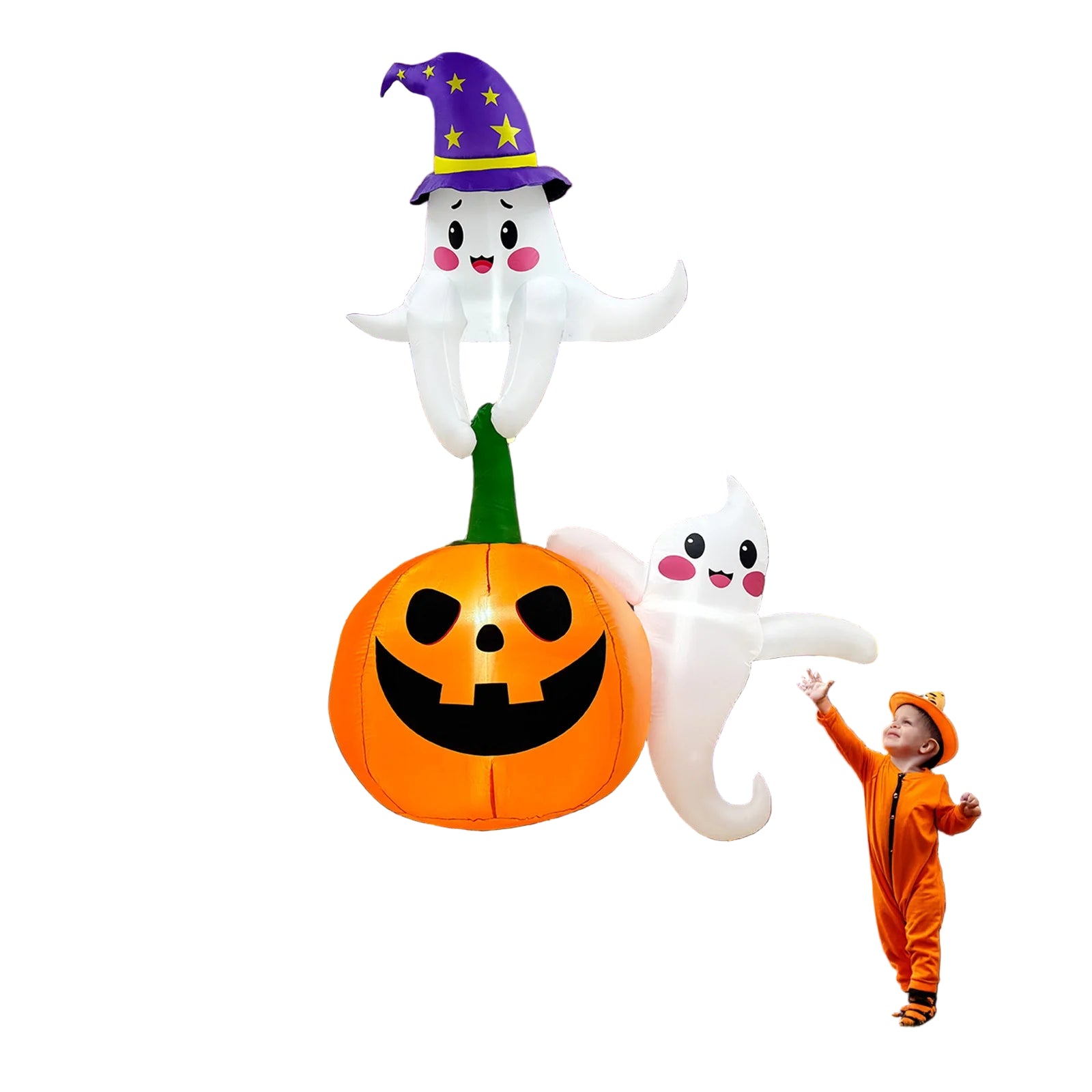 OurWarm 7FT Halloween Inflatable – Ghost & Pumpkin Outdoor Decor