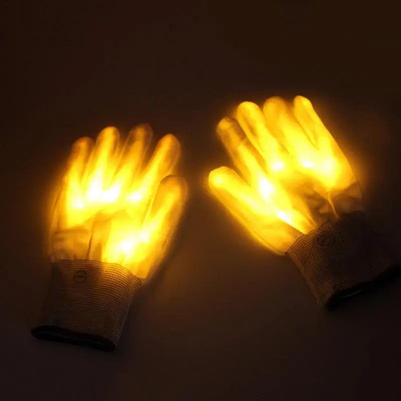LED Neon Skull Gloves – Glowing Halloween & Party Light Props